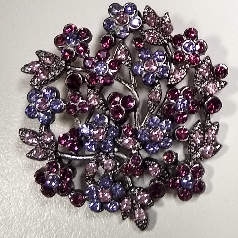 Floral Brooch with Amethyst,